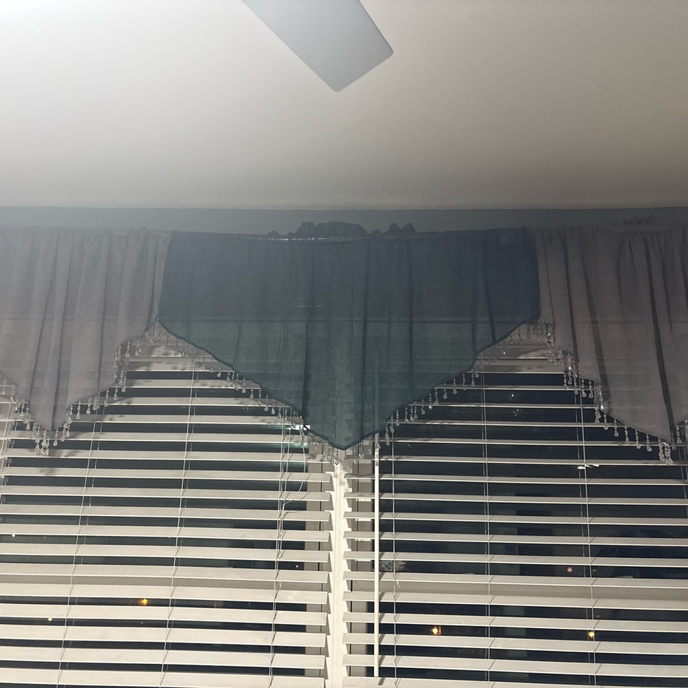 Elegant Gray and Blue Window Valance